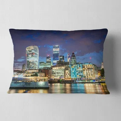 Design Art Cityscape Photography Thames River At Night Lumbar Pillow