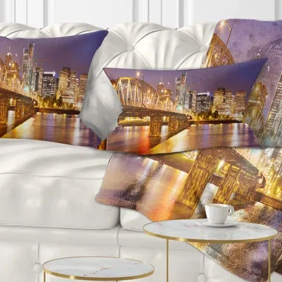Design Art Cityscape Skyline Of Portland Panorama Lumbar Pillow