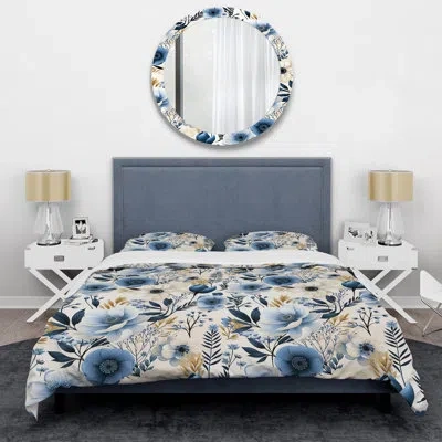 Design Art Classic Blue Harmony Bouquet Iii Bedding In Blue;white