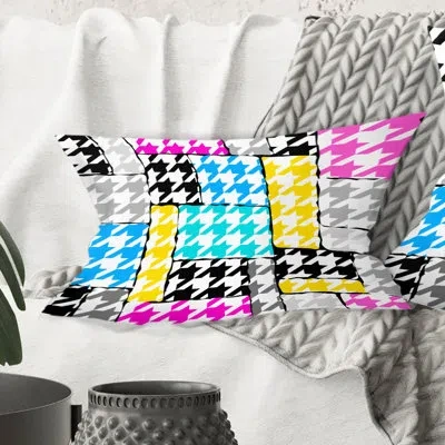Design Art Classic Hounds-tooth Pattern Ii - Mid-century Modern Printed Throw Pillow