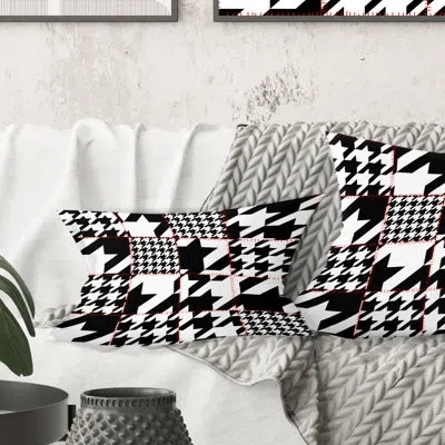 Design Art Classic Houndstooth Pattern - Mid-century Modernprinted Throw Pillow
