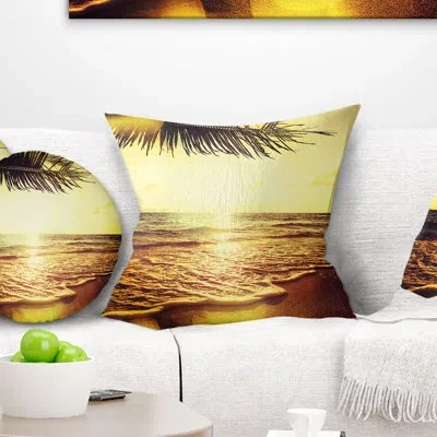 Design Art Clear Yellow Tropical Coastline - Sea & Shore Printed Pillow