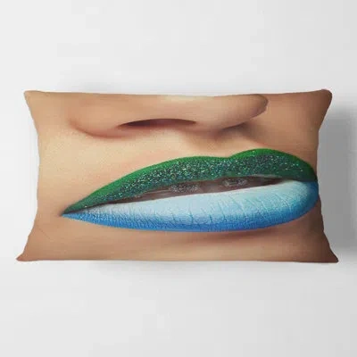 Design Art Close Up Lips With Fashion Make Up And Brackets Rectangular Pillow Cover & Insert