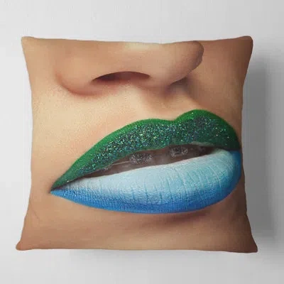 Design Art Close Up Lips With Fashion Make Up And Brackets Square Pillow Cover & Insert