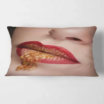 Design Art Close Up Lips With Make Up Rectangular Pillow Cover & Insert