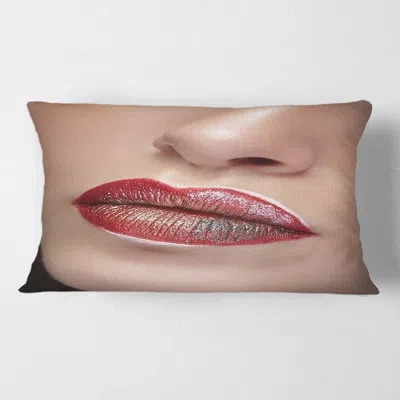 Design Art Close Up Lips With Professional Make Up And Lipstick Rectangular Pillow Cover & Insert