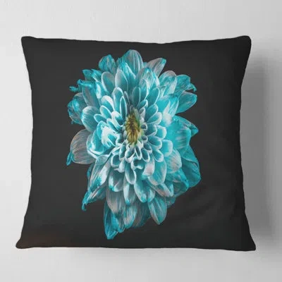 Design Art Close Up Of Flower With Petals Square Pillow Cover And Insert In Blue