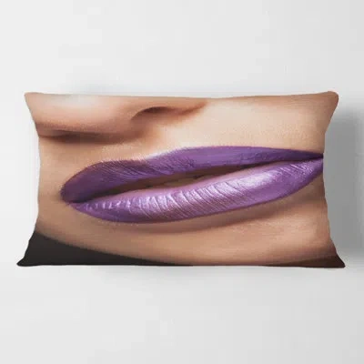Design Art Close Up View Of Woman Lips With Lipstick Rectangular Pillow Cover & Insert