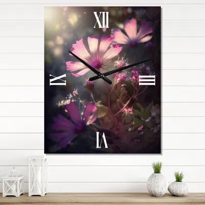 Design Art Close-up Of Fairy Daisy Wonderland Iv - Daisy Wall Clock In Pink