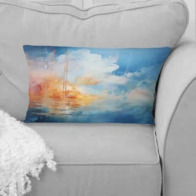 Design Art Clouds Skys Canvas I - Clouds Printed Throw Pillow In Blue;orange