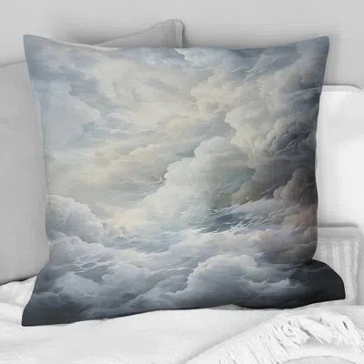 Design Art Clouds Whispering Clouds Ii - Clouds Printed Throw Pillow In Gray