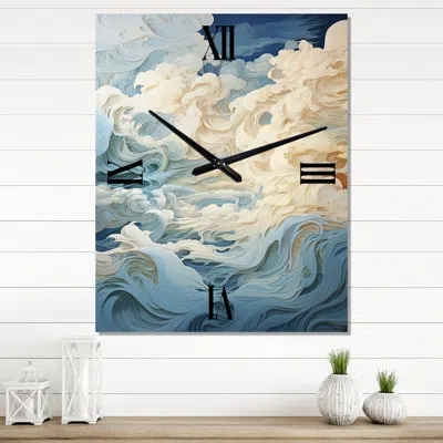 Design Art Clouds Whispers Of Clouds Iii - Clouds Modern Wall Clock In Blue;white