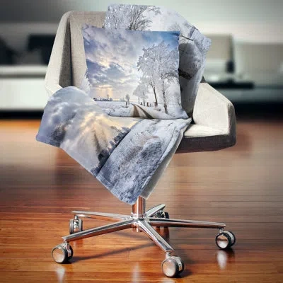 Design Art Cloudscape In White Winter Terrain - Landscape Printed Pillow