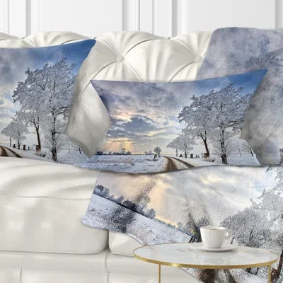Design Art Cloudscape In White Winter Terrain - Landscape Printed Throw Pillow