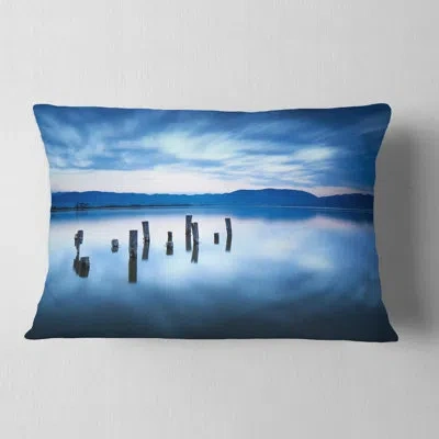 Design Art Cloudy Sky Above Lake - Sea & Shore Printed Throw Pillow