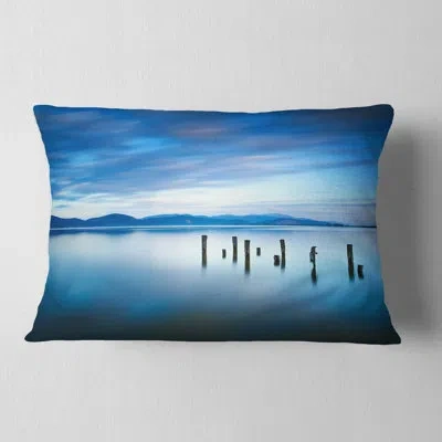 Design Art Cloudy Sky In Blue Sea - Sea & Shore Printed Pillow