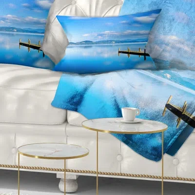 Design Art Cloudy Sky Over Blue Sea - Sea & Shore Printed Throw Pillow