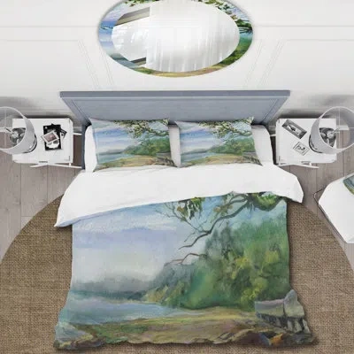 Design Art Coast Of The Baltic Sea - Nautical & Coastal Duvet Cover Set - Microfiber Polyester In Green,light Blue