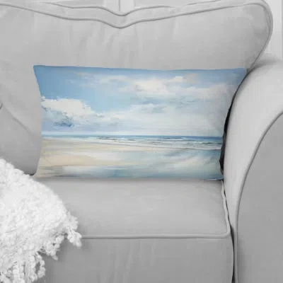 Design Art Coastal Beach Minimal Scenery Ii - Coastal Ocean Printed Throw Pillow In Blue