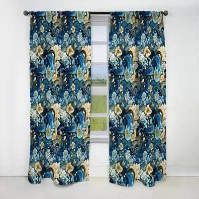 Design Art Coastal Breeze Paisley Pattern - Floral Curtain - Blackout Floral Curtain - 1 Panels In Blue;beige