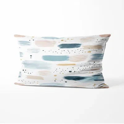 Design Art Coastal Decorative Cushion - Blue Drift Shore Printed Throw Pillow In Blue;orange