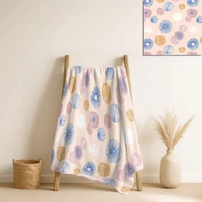 Design Art Coastal Form Seashell Ii – Pink Abstract Warm Blanket, Coastal Cozy Throw In Pink,blue Abstract