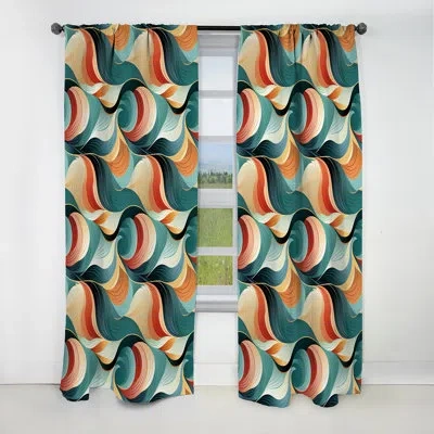Design Art Coastal Green And Blue Geometry Geometric I - Abstract Geometric Blackout Curtain - 1 Panels In Blue;yellow