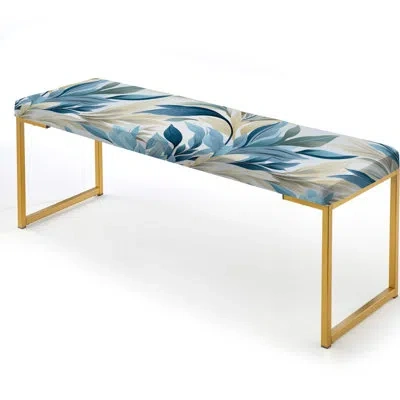 Design Art Coastal Neutrals Tropical Pattern - Tropical Upholstered Gold Bench