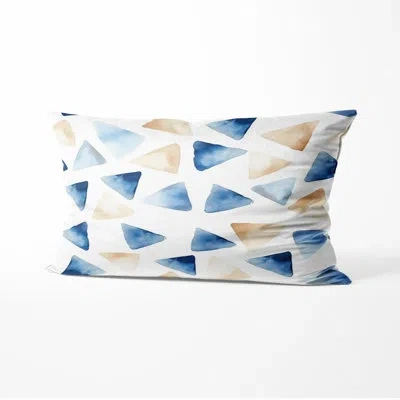 Design Art Coastal Throw Pillow - Abstract Soft Delta Printed Cushion In Blue;beige