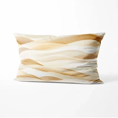 Design Art Coastal Throw Pillow - Beige Dune Sand Wave Printed Cushion In Brown;beige