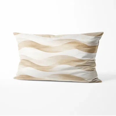 Design Art Coastal Throw Pillow - Striped Dune Calm Printed Cushion In Brown