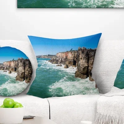 Design Art Coastline Of Cascais - Sea & Shore Printed Pillow
