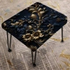 Design Art Cobalt Blue Gilded Frames Victorian Pattern - Damask Rectangle Ottoman In Blue