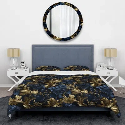 Design Art Cobalt Blue Gilded Frames Victorian Pattern Ii Bedding