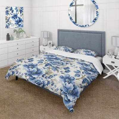 Design Art Cobalt Blue Neo Classical Victorian Pattern Iii Duvet Cover Set