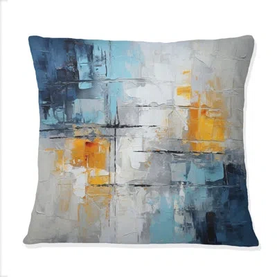 Design Art Collage Frozen Snow Iii - Abstract Collages Printed Throw Pillow In Green;yellow