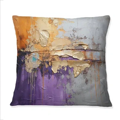 Design Art Collage Fusion Iii - Abstract Collages Printed Throw Pillow In Purple