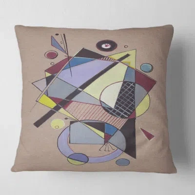 Design Art Colored Geometric Abstract Compositions Iv - Modern Printed Throw Pillow In Purple