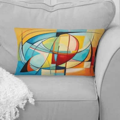 Design Art Colorful 0 Mid Century Abstract Essence I - Abstract Midcentury Printed Throw Pillow In Multi-color