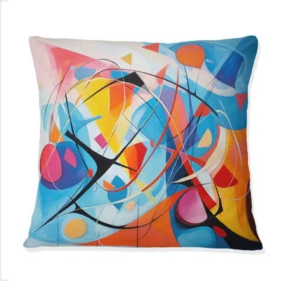 Design Art Colorful 0 Mid Century Abstract Essence Ii - Abstract Midcentury Printed Throw Pillow In Blue;black;brown;green;red;yellow