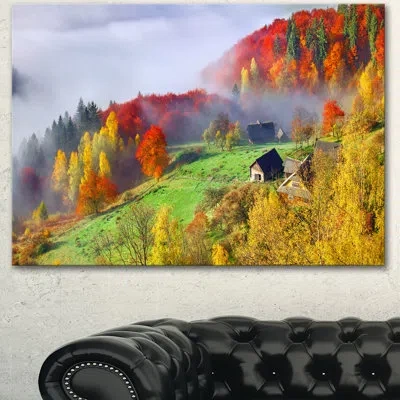 Design Art 'colorful Autumn Landscape In Mountains' Graphic Art On Wrapped Canvas In Red