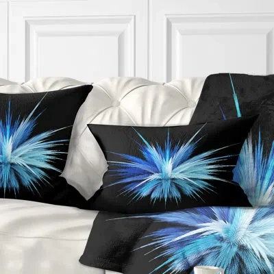 Design Art Colorful Blue Fountain Of Crystals - Floral Printed Throw Pillow