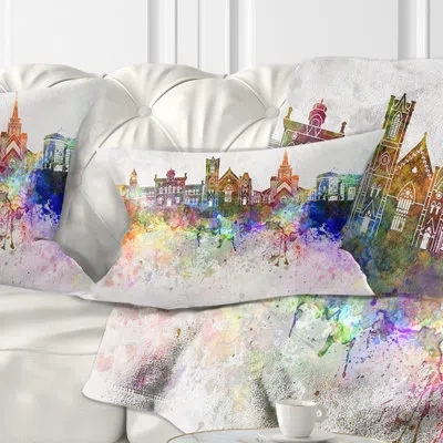 Design Art Colorful Brampton Skyline - Cityscape Printed Throw Pillow