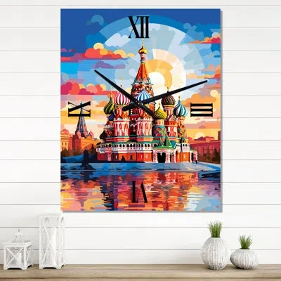 Design Art Colorful City Moscow Popart Ii - Cityscapes Wall Clock Oversized In Multi-color