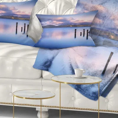 Design Art Colorful Clouds At Sunset - Sea & Shore Printed Throw Pillow