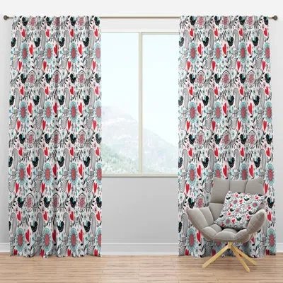 Design Art Colorful Contract Floral Pattern - Traditional Curtain - Velvet Room Darkening - 1 Panel