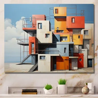 Design Art Colorful Cubic City De Stijil I - Buildings Wall Decor_105697 In Wrapped Canvas