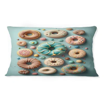 Design Art Colorful Donuts Flatley V - Food Donuts Printed Throw Pillow In Blue;pink