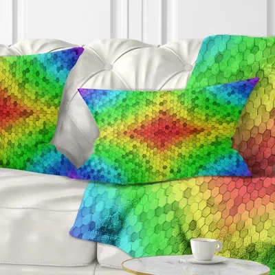 Design Art Colorful Elevated Hexagon Columns - Abstract Printed Throw Pillow