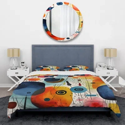 Design Art Colorful Geometric Mid Century Shapes 1 - Abstract Geometric Duvet Cover Set